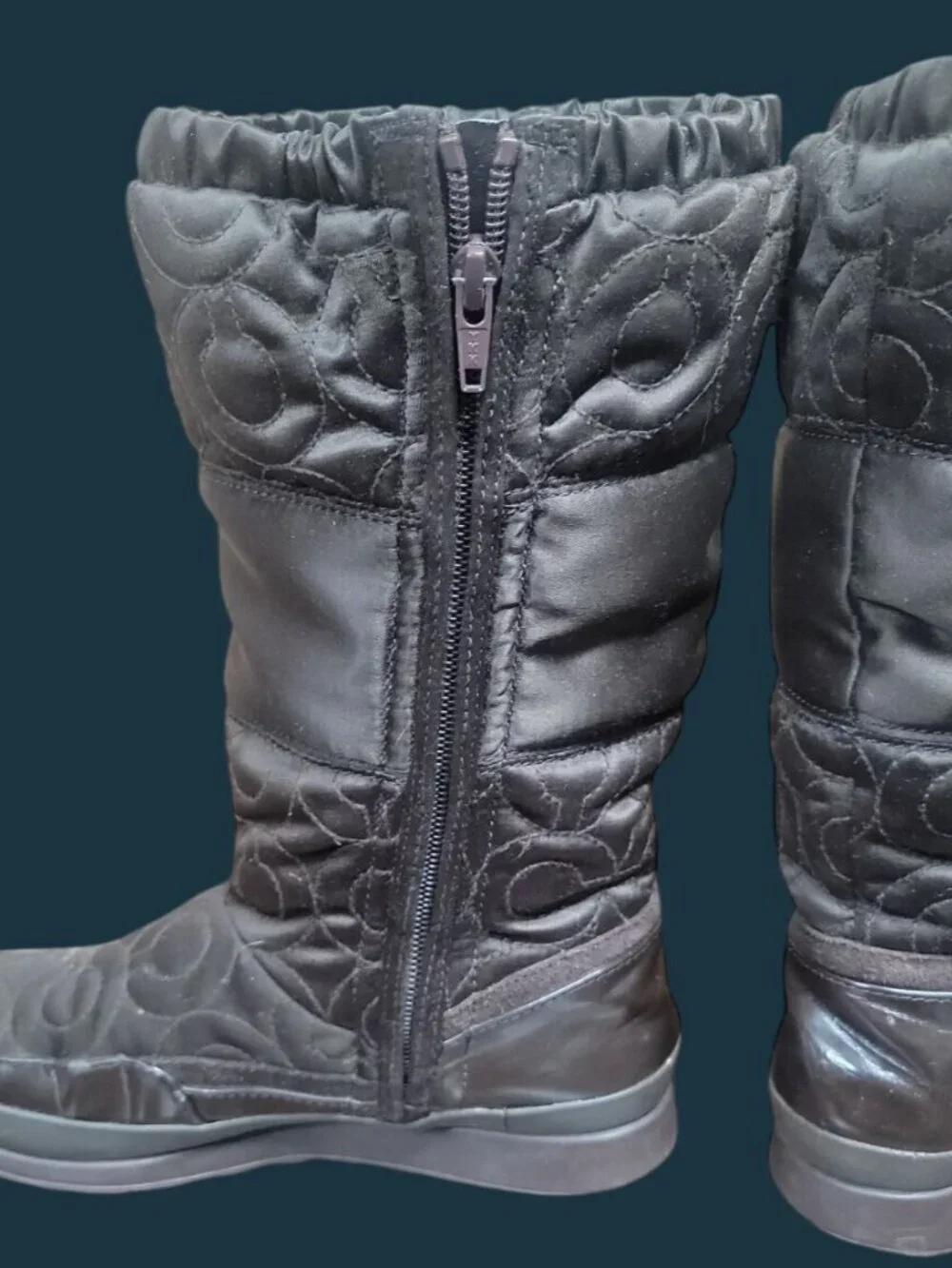 Coach Drexel Quilted Puffer Boots Chocolate Brown Mid Calf Women's Size 7 A7274